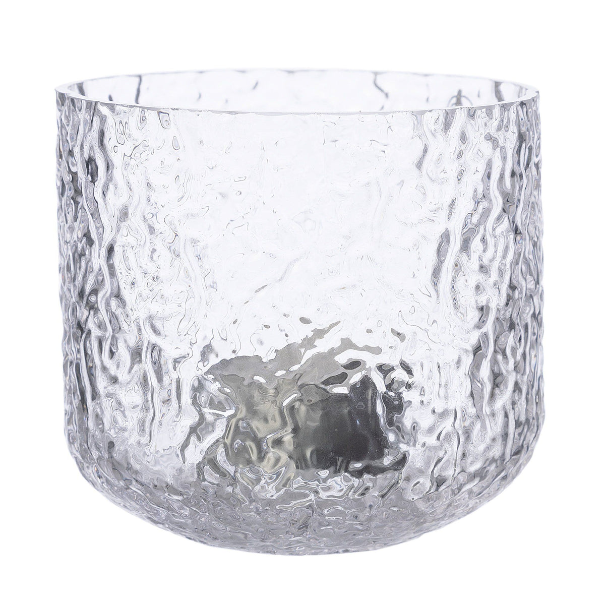 Ernst lysestage i mønstret glas på 9 cm