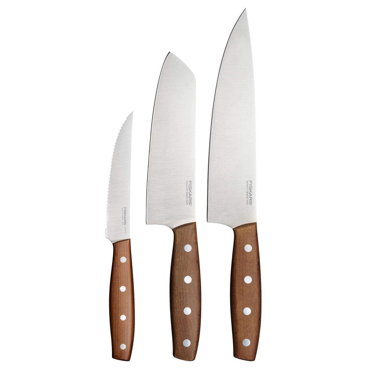 Fiskars Folken knivsæt med tre køkkenknive i nordisk design