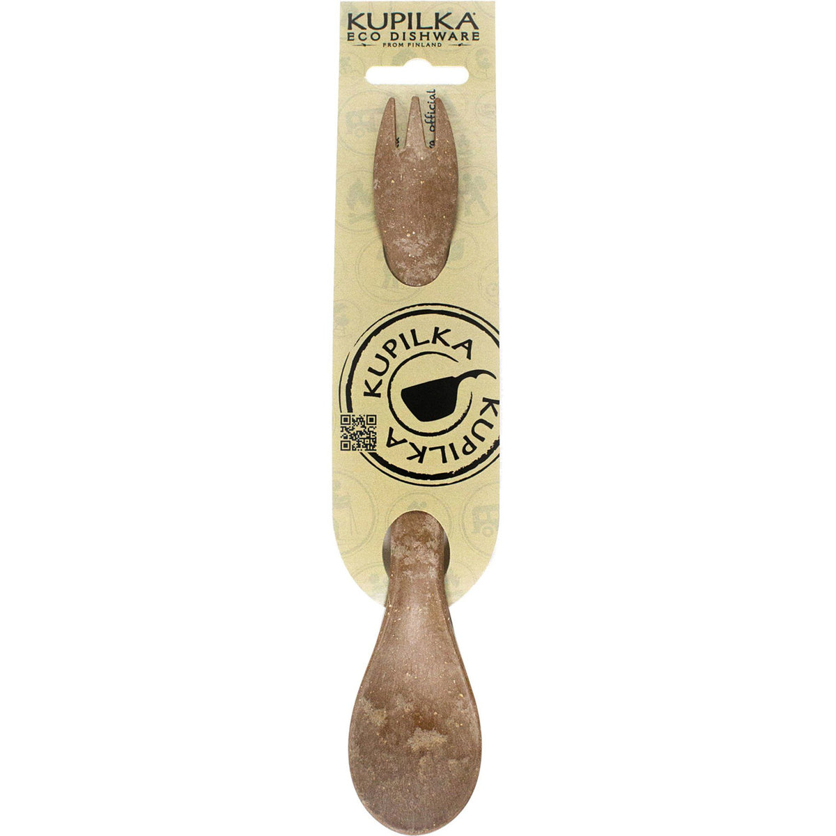 Kupilka 225 spork i brun, kombineret gaffel og ske, 22,5 cm