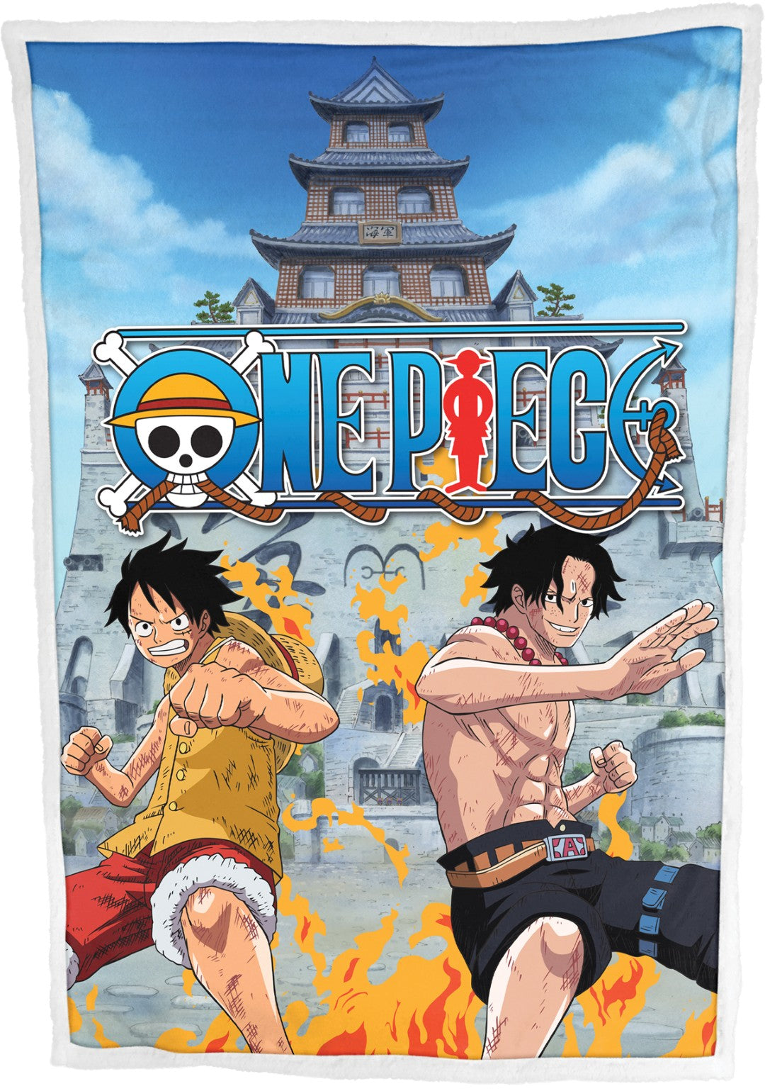 One Piece fleecetæppe til børn med Sherpa-bagside i polyester, 100 x 150 cm