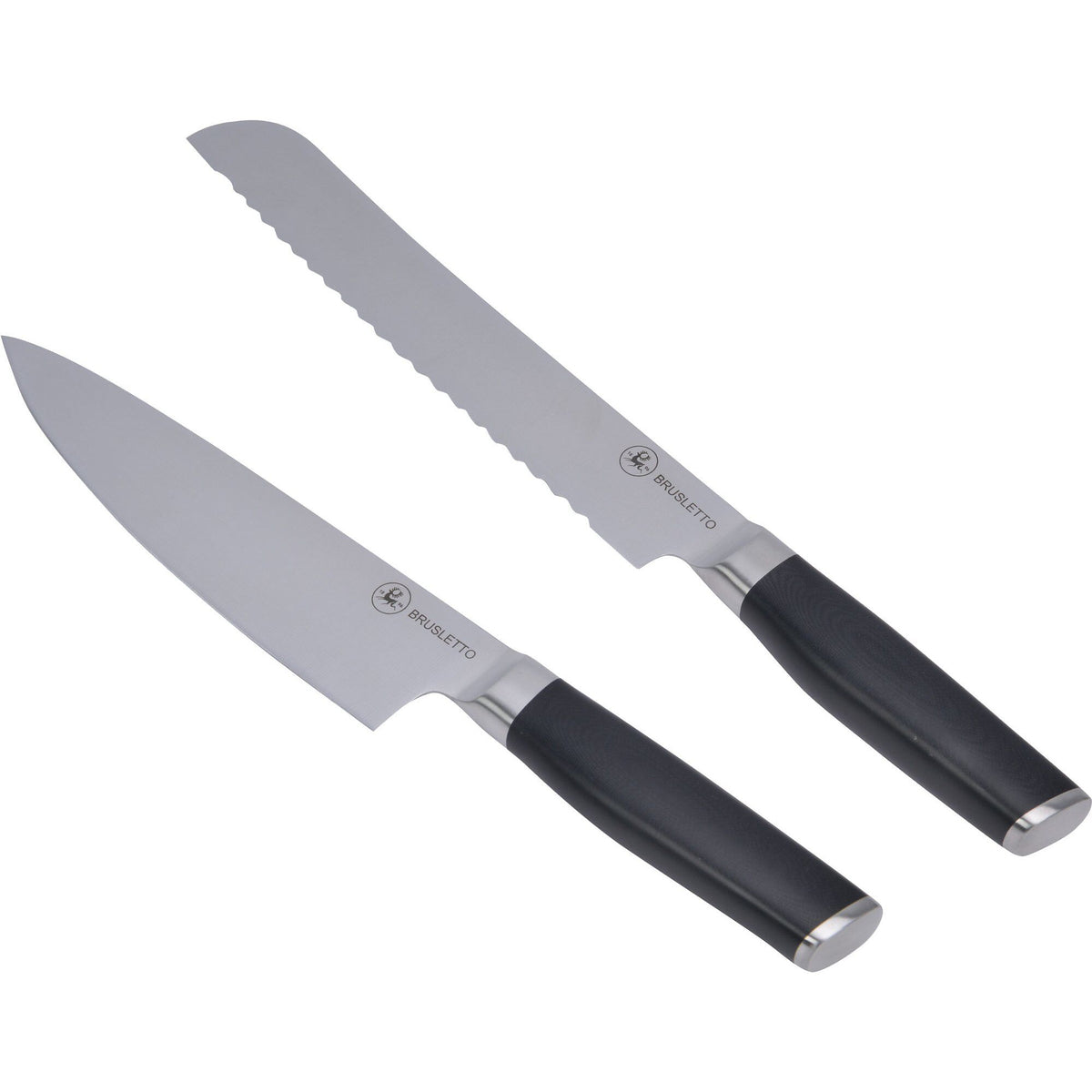 Sort Brusletto knivsæt med kokkekniv og brødkniv