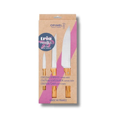 Opinel Parallèle Olive trio, sæt med tre køkkenknive
