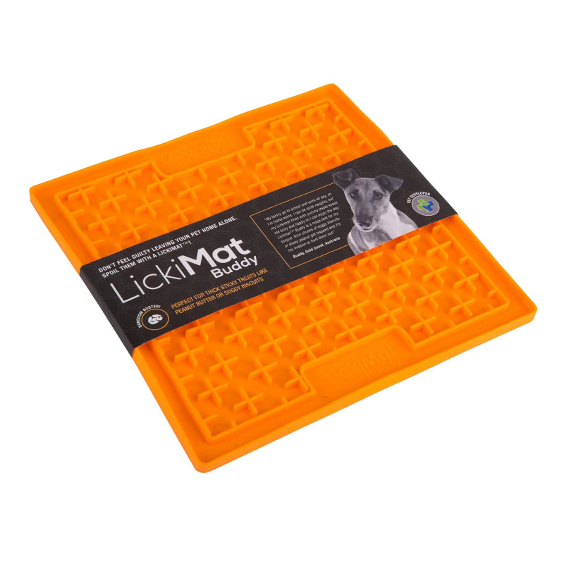 Orange Lickimat Buddy slikkemåtte på 20 cm