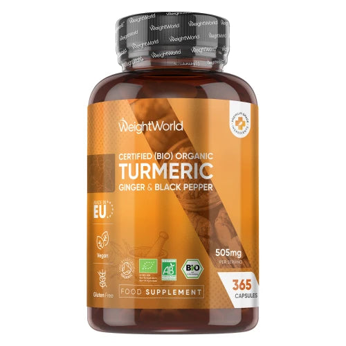 Se Økologisk Gurkemeje med Ingefær og Sort Peber - 1 Års Forbrug ✔ Kæmpe udvalg i WeightWorld - Køb online på udsalg og tilbud lige nu ✔ Super billig fragt og lynhurtig levering - Varenummer: WeightWorld-48414 og 5056128123775 på lager - Udsalg på Gurkemeje Spar helt op til 57% - Stort udsalg på over 739 mærker