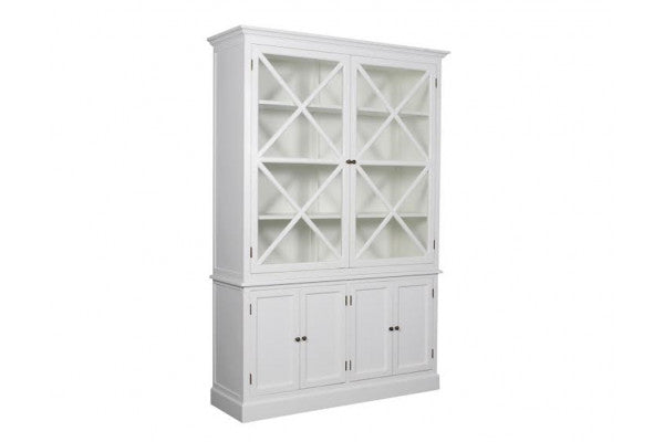 Se Orø Vitrineskab - 211x142x46 cm Hvid ❤ Billig fragt • Hurtig levering - Varenummer: Havemøbelland-DK3824v1021 - Udsalg på INDEMØBLER - Vitrineskabe Spar helt op til 79% - Over 739 kendte brands på udsalg