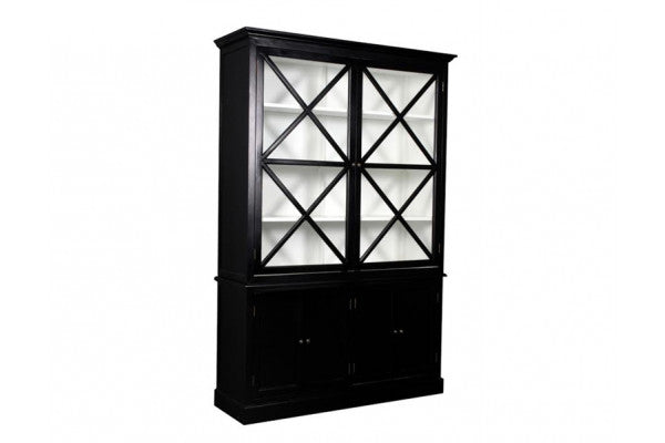 Se Orø Vitrineskab - 211x142x46 cm Sort/Hvid ❤ Hurtig levering til lave fragtpriser - Varenummer: Havemøbelland-DK3824v1023 - Udsalg på INDEMØBLER - Vitrineskabe Spar stort – op til 53% - Eksklusivt udsalg på over 2.739 brands