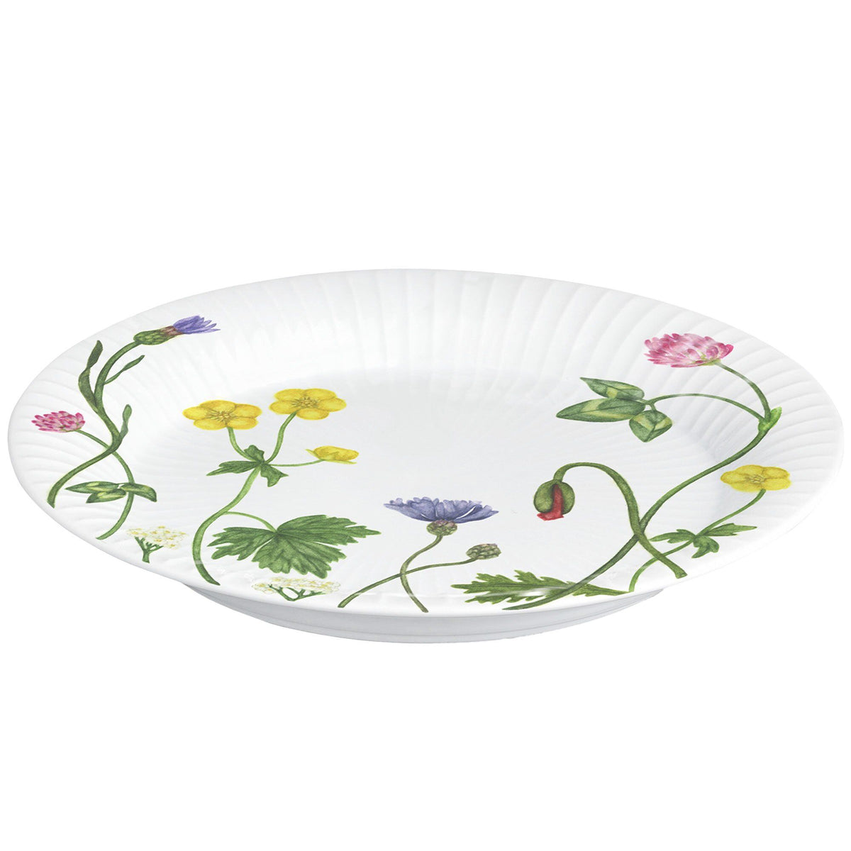 Kähler Hammershøi Summer tallerken 22 cm med riflet overflade og blomstermønster