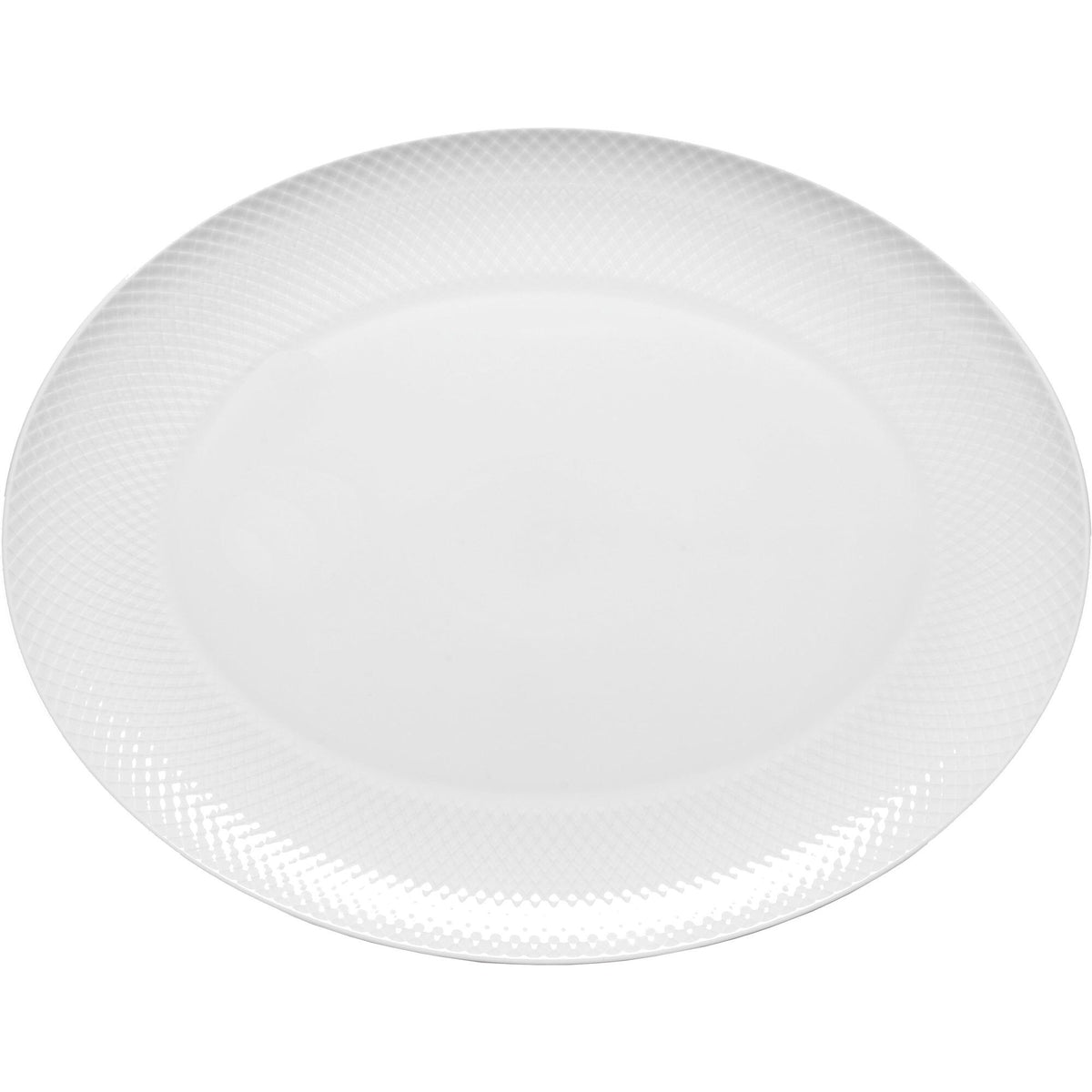 Lilla ovalt serveringsfad fra Lyngby Porcelæn Rhombe Color med mønster i relief