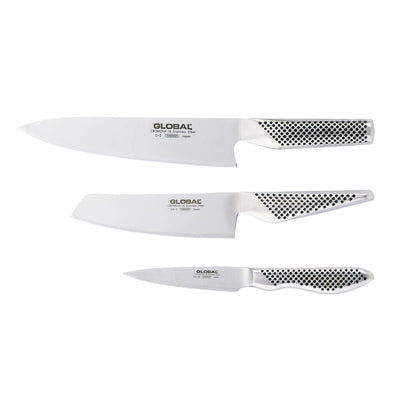 Se Global Global G-2538R knivsæt, 3 knive Rustfrit stål ✔ Kæmpe udvalg i Global ✔ Hurtig levering: 1 - 2 Hverdage samt billig fragt - Varenummer: KTT-29612-01 og barcode / Ean: '4943691253804 på lager - Udsalg på Køkken & madlavning - Køkkenknive & Knivtilbehør - Knivsæt Spar op til 58% - Over 1324 kendte brands på udsalg