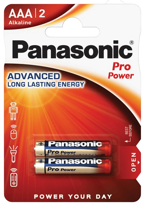 Pakke med 2 Panasonic Pro Power AAA LR03 batterier