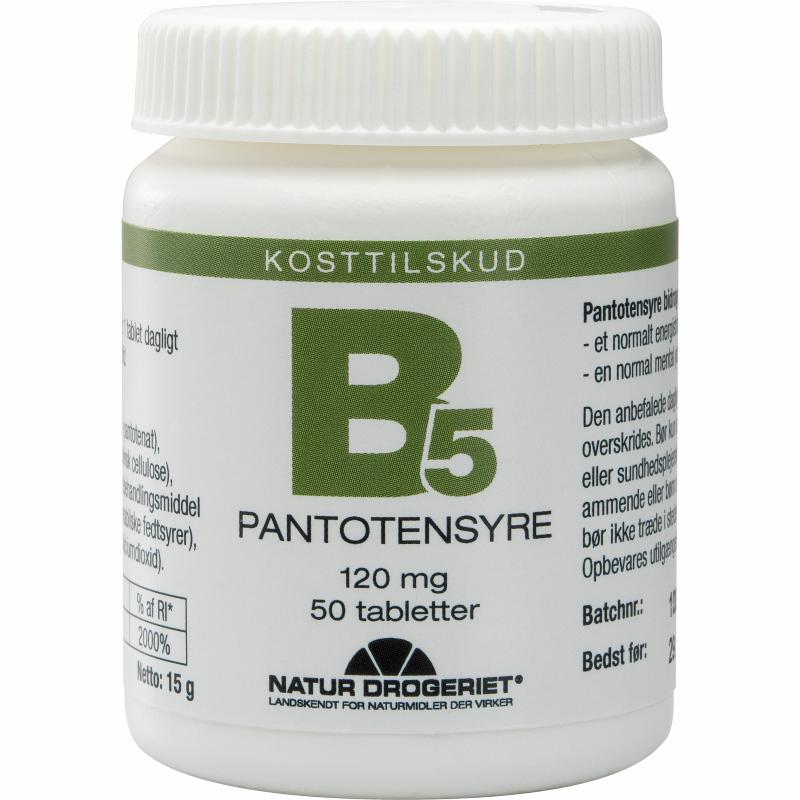 Natur-Drogeriet B5 Pantotensyre 120 mg, pakning med 50 tabletter