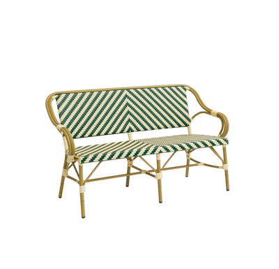 Paris - Cafébænk m. armlæn - Flet - Grøn-beige