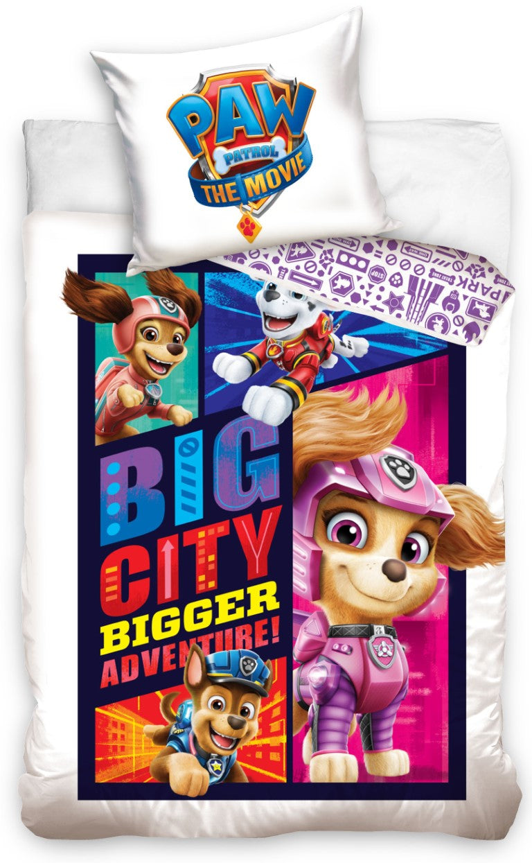 Paw Patrol The Movie Big City sengetøj i bomuld med dynebetræk og pudebetræk