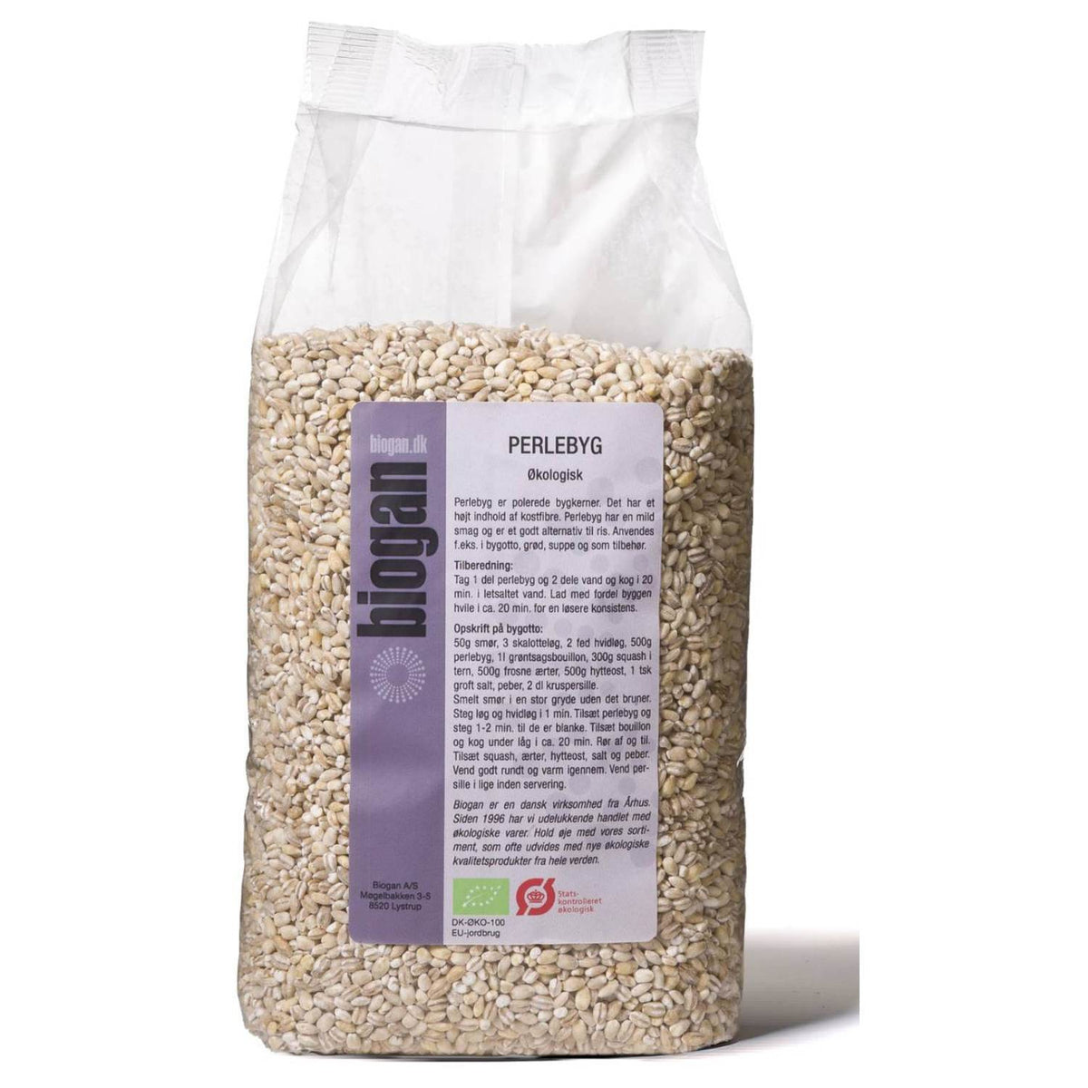 Pakke med økologisk perlebyg, 1 kg, fra Biogan