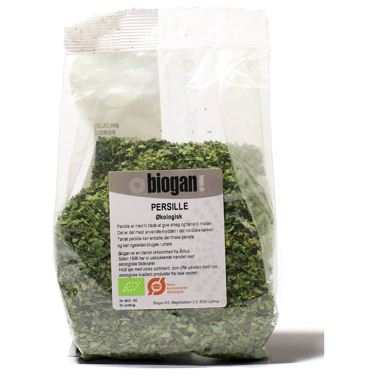 Pakke med 50 gram økologisk persille fra Biogan