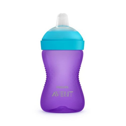 Lilla og blå My Grippy kop med blød drikketud fra Philips Avent