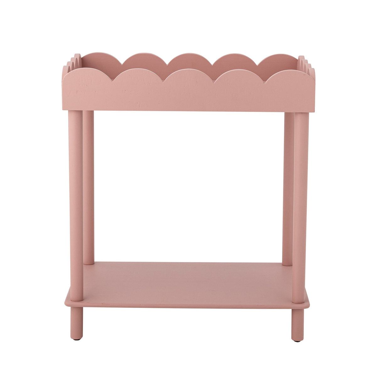 Isola sidebord i rosa malet fyrretræ med nederste hylde