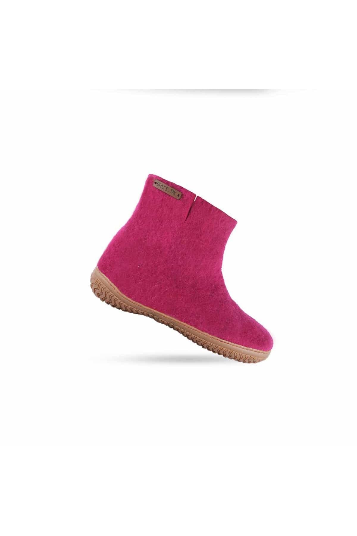 Pink filthjemmesko med høj skaft og gummisål fra Shus, størrelse 37