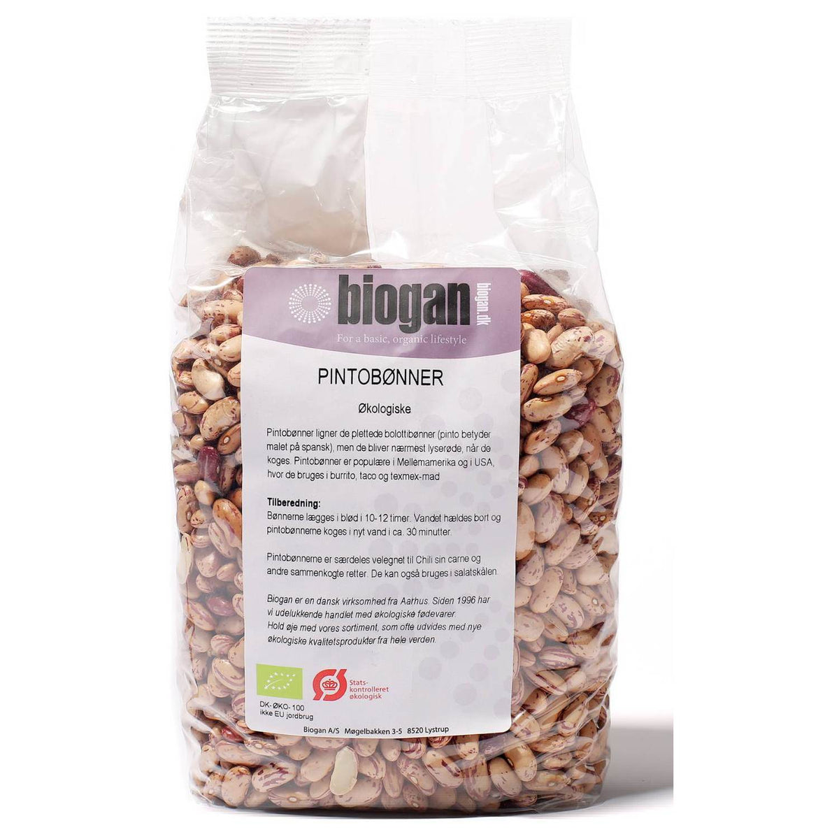 Stor pakke med økologiske pinto bønner, 1 kg, fra Biogan