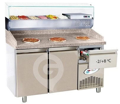 Frenox pizzadisk med to døre og én skuffe til dejbakker i størrelsen 1/1 GN