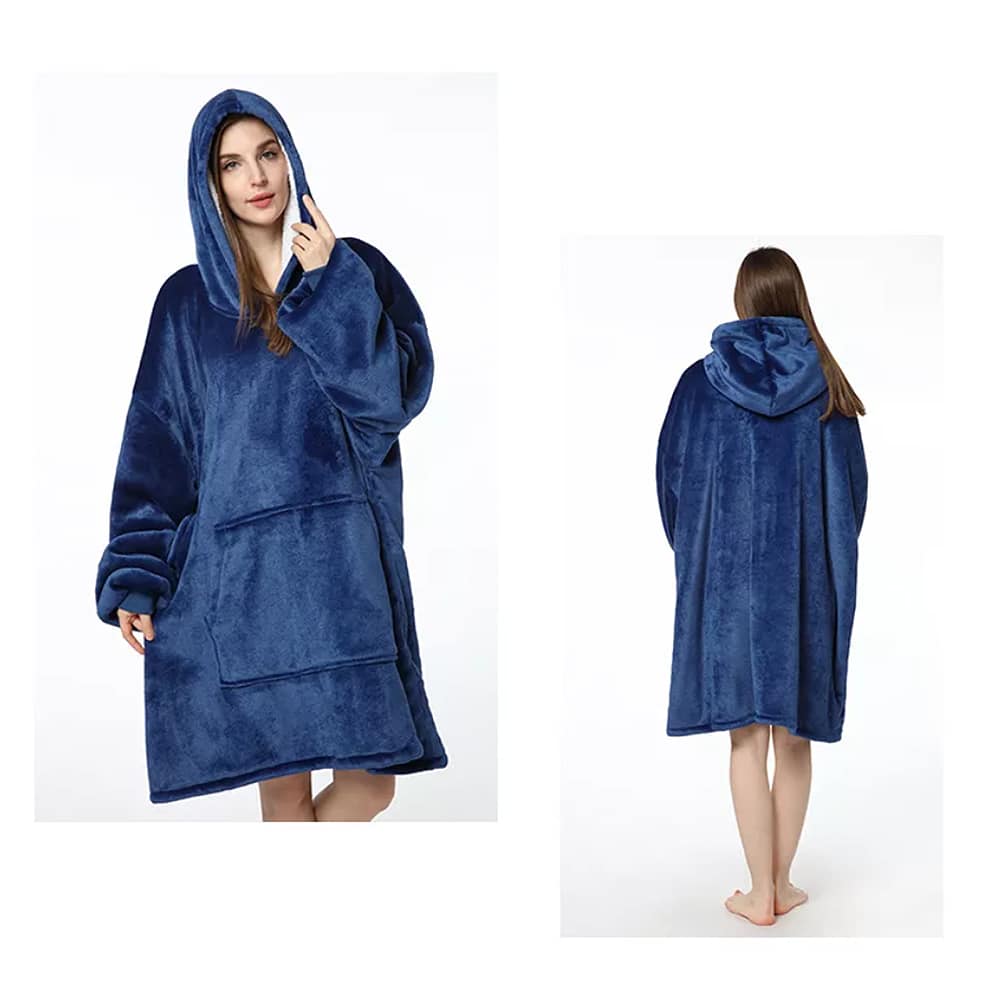 Se Hyggeplaid med ærmer hætte & lomme - 200 x 150 cm - Mørkeblå ✔ Kæmpe udvalg i Satana - Køb online på udsalg og tilbud lige nu ✔ Billig fragt og hurtig levering - Varenummer: Satana-1213648 på lager - Udsalg på Personlig pleje > Krop > Få op til 63% i rabat - Tusindvis af varer fra over 2.739 brands