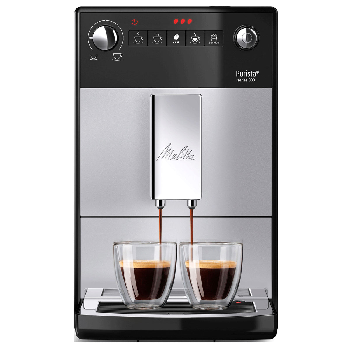Melitta Purista helautomatisk kaffemaskine i sølv, 20 cm bred