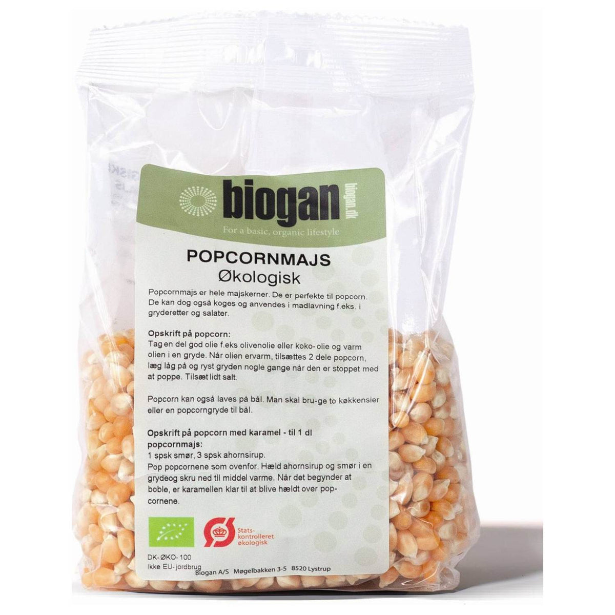 Økologisk popmajs fra Biogan, 500 gram