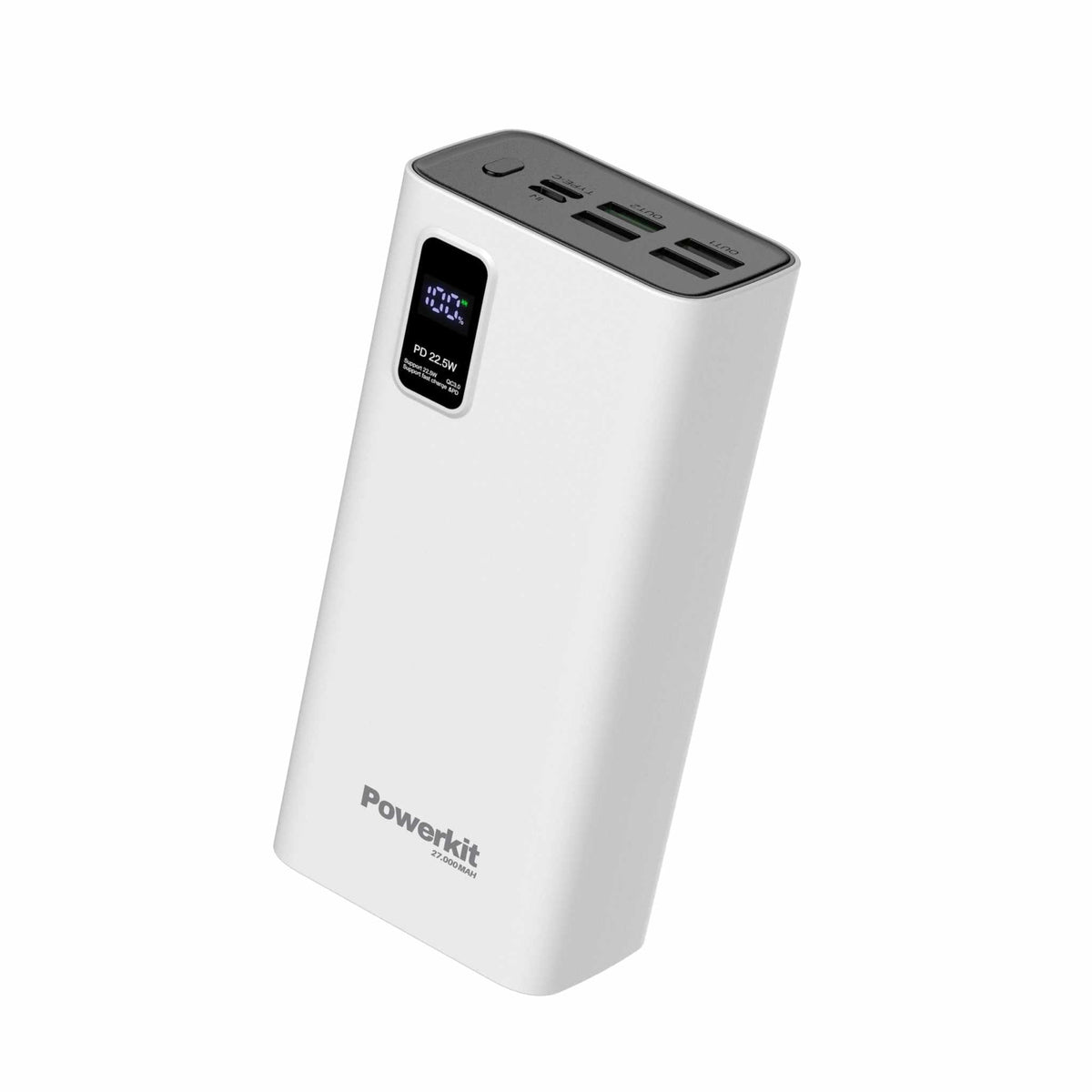 Sort Powerkit powerbank på 27.000 mAh med indbygget display