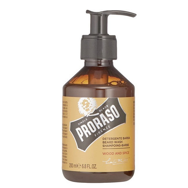 Proraso skægshampoo Wood & Spice i flaske med 200 ml