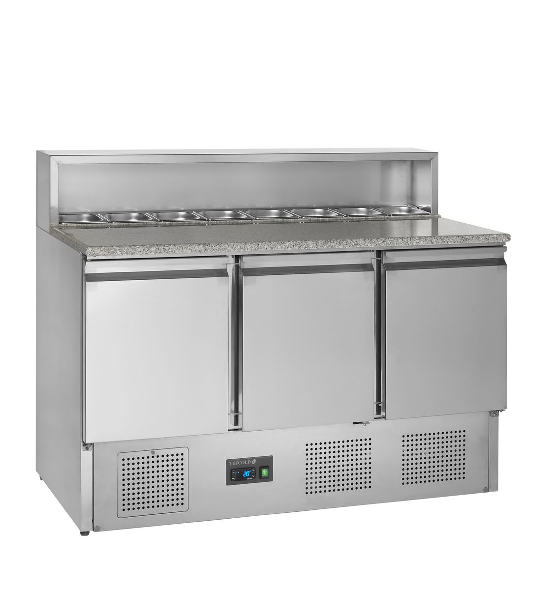 Rustfrit Tefcold PT930 pizzabord med køl under bordpladen