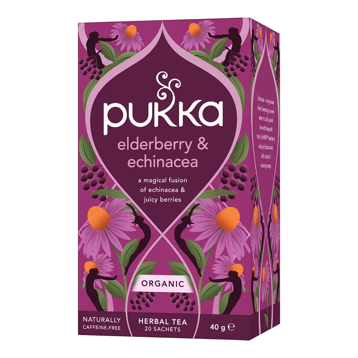 Pukka Elderberry & Echinacea brevte med hyldebær, solbær og hyldeblomster