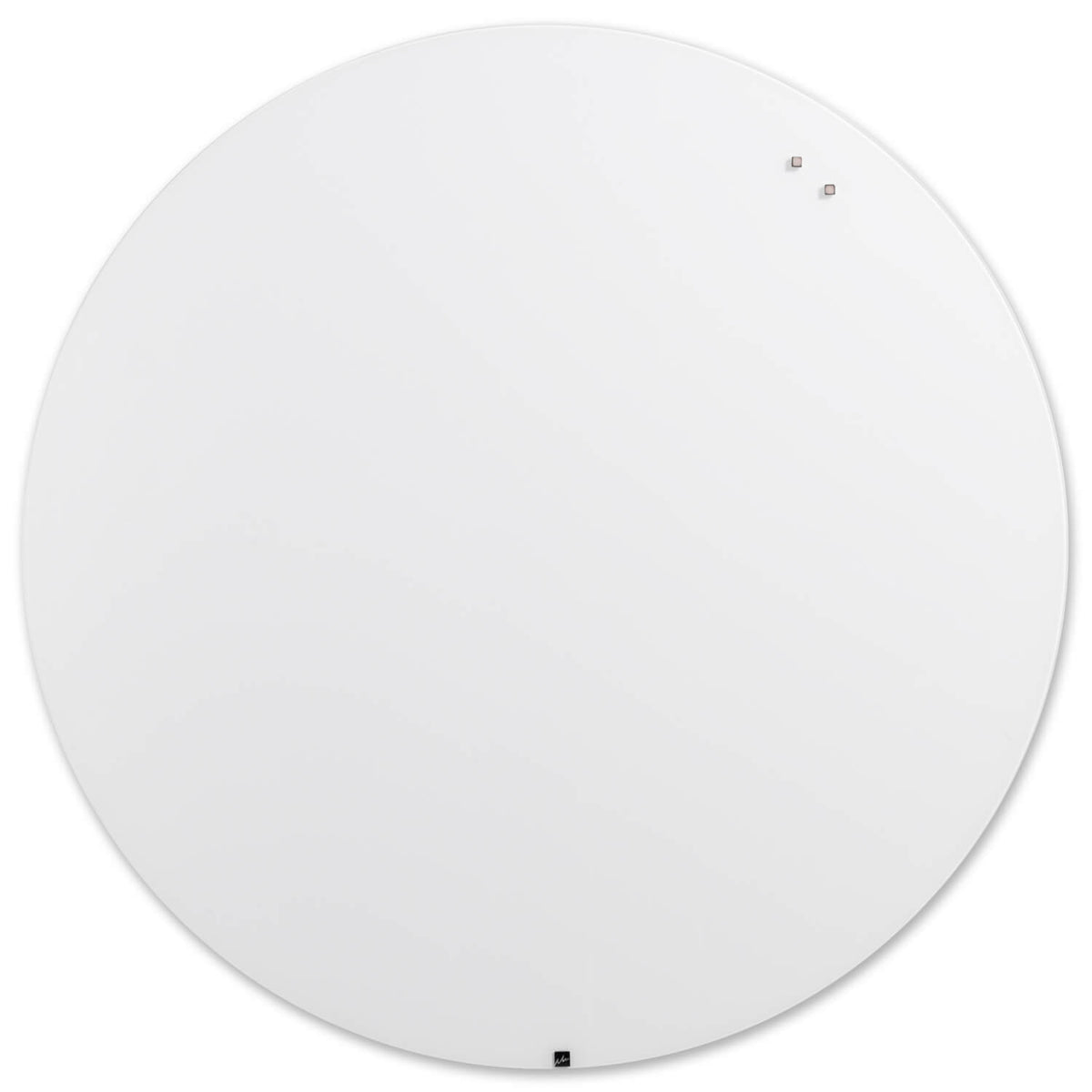 Rund hvid Pure White magnetisk glastavle fra Naga med diameter 100 cm på væg