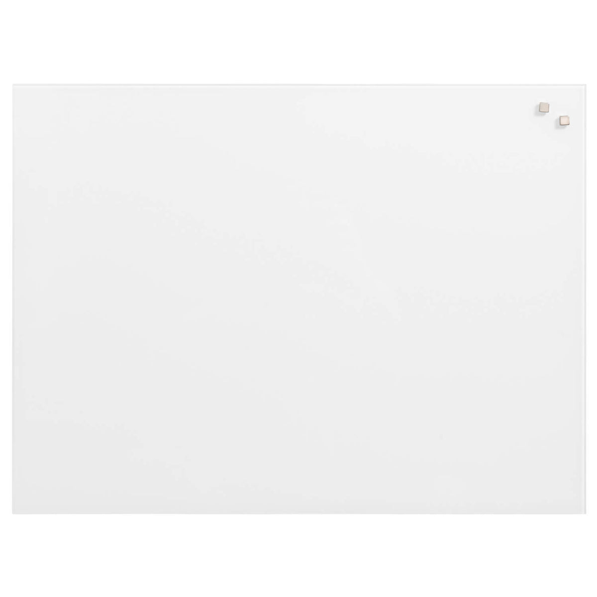 Hvid Pure White magnetisk glastavle fra Naga, 60 x 45 cm, på væg over skrivebord