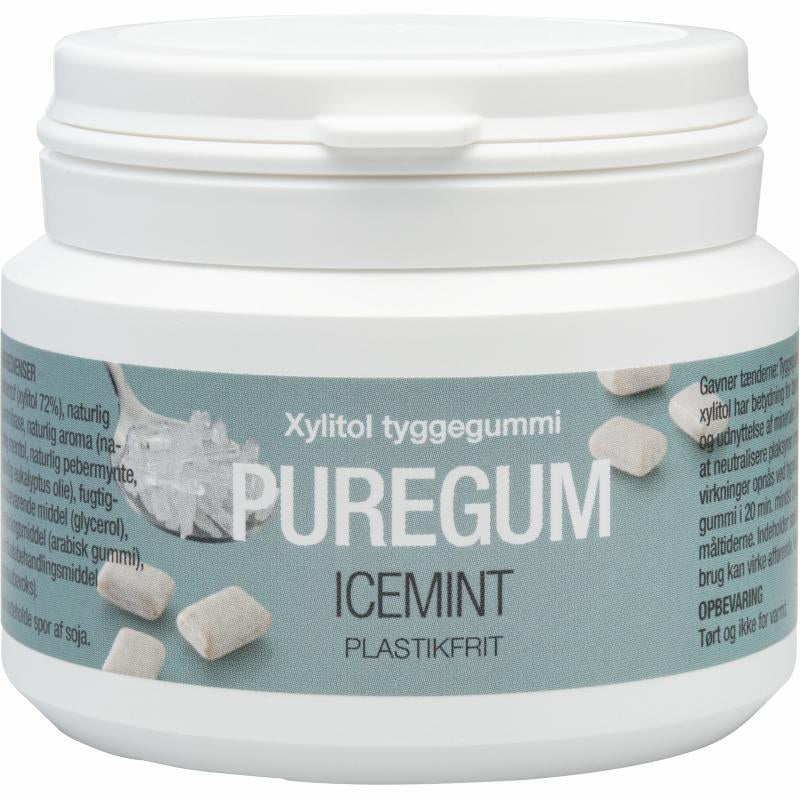 Pakke med Natur Drogeriet PureGum Icemint plantebaseret tyggegummi, 50 stk.