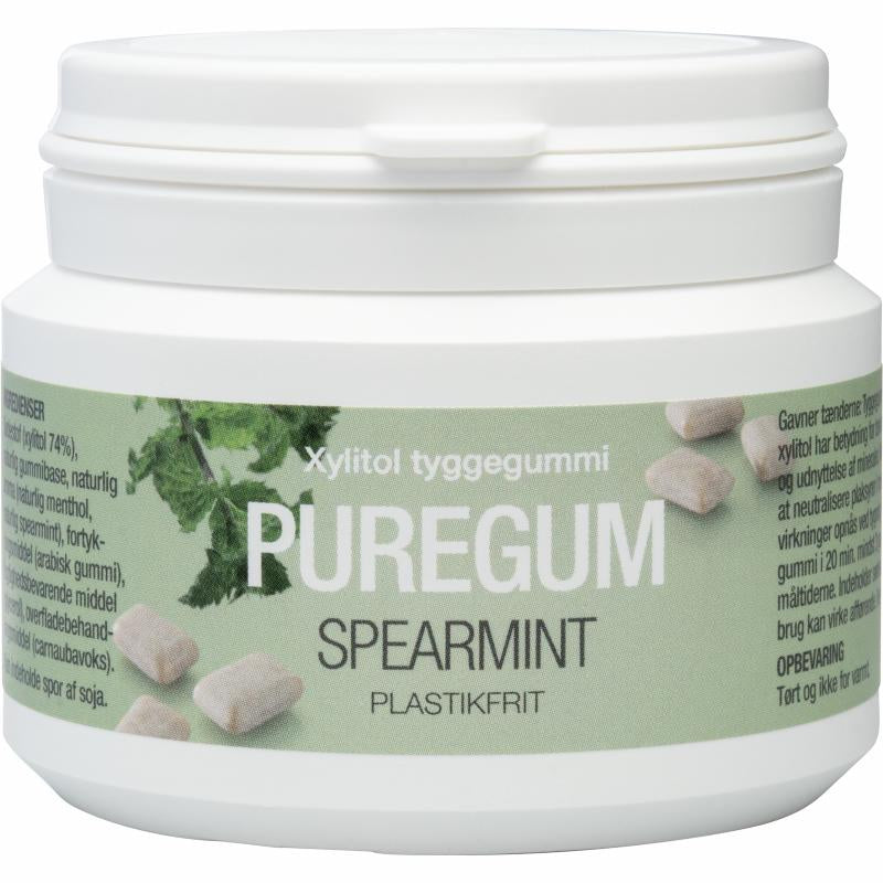 Pakke med Natur Drogeriet PureGum Spearmint plantebaseret tyggegummi, 50 stk.