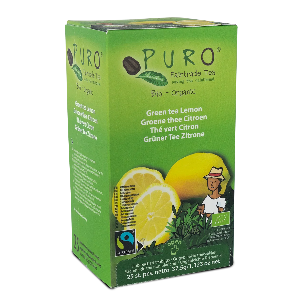 Puro Citron grøn te med ægte citron i breve