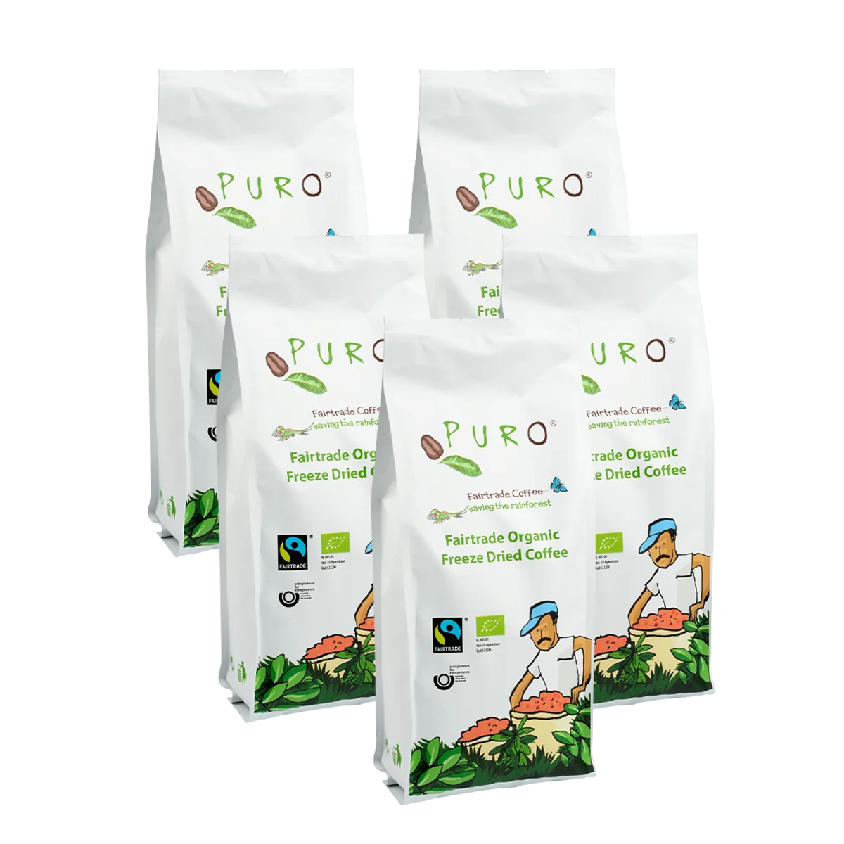 Stor pakning Puro instant kaffe på 2,5 kg, mellemristet kaffeblend