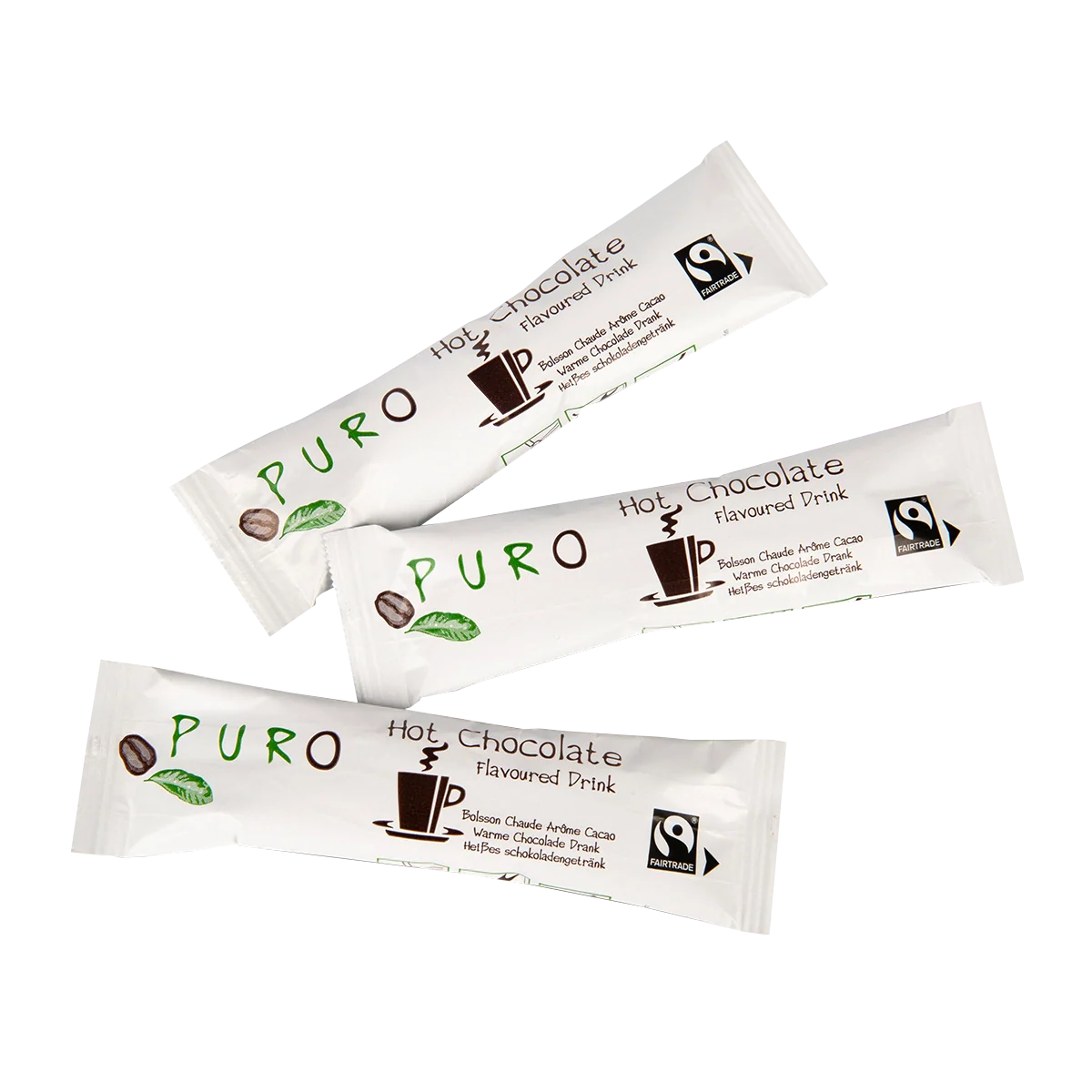 Puro kakaosticks med fairtrade-kakaopulver i enkeltposer, 100 stk.