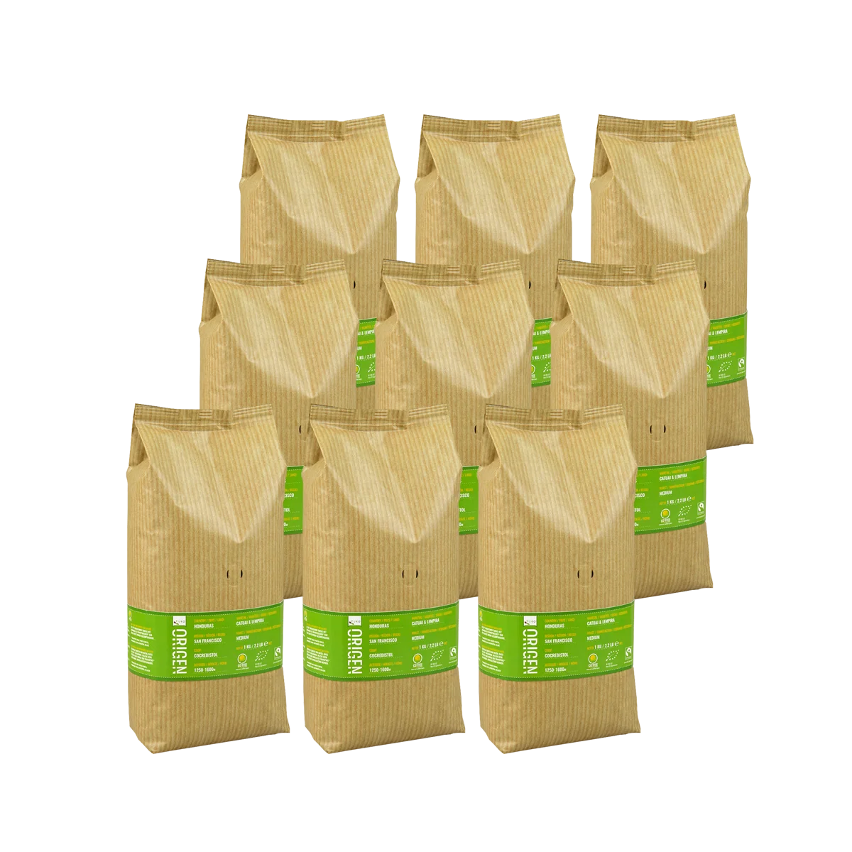 Stor pakke med Puro Single Origin kaffebønner på 9 kg, Arabica fra Honduras