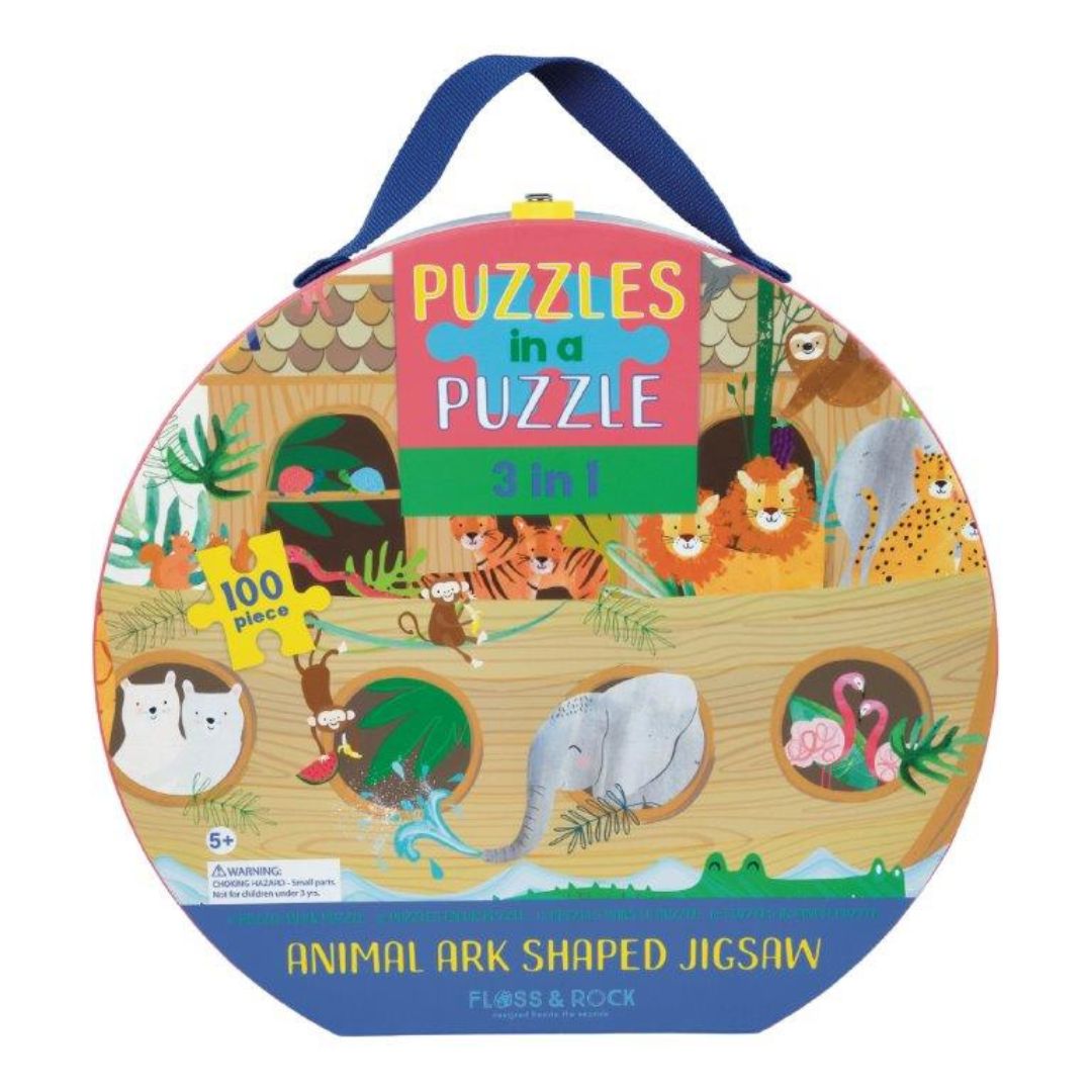 Jungle-puslespil med 100 brikker og Noahs Ark fra Floss & Rock