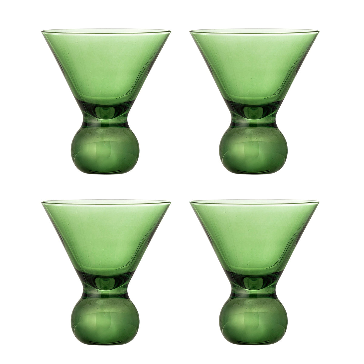Fire grønne Corliss cocktailglas fra Bloomingville