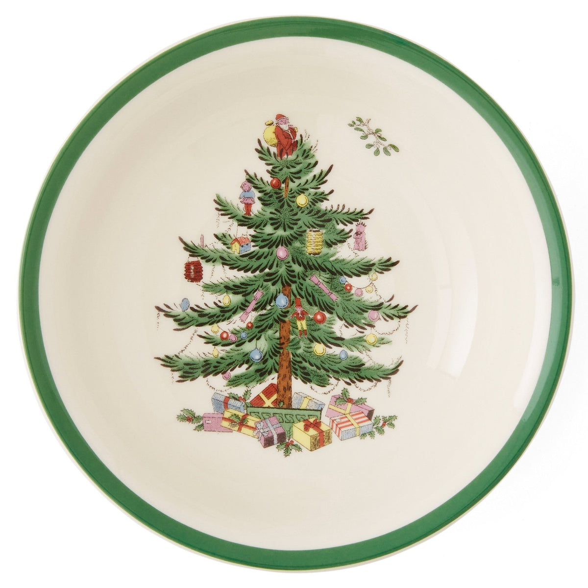 Spode Christmas Tree skål 15 cm med juletræ, nisser, kugler og gaver