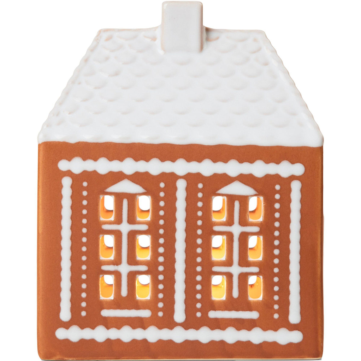 Kähler Gingerbread lyshus i størrelse medium formet som et peberkagehus
