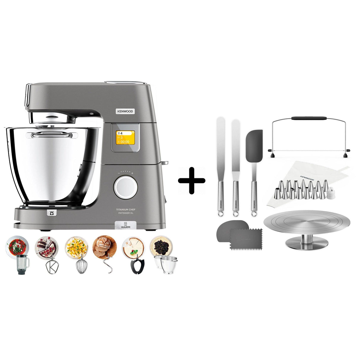 Kenwood Chef Patissier XL køkkenmaskine med KWSD100 sæt til kagedekoration