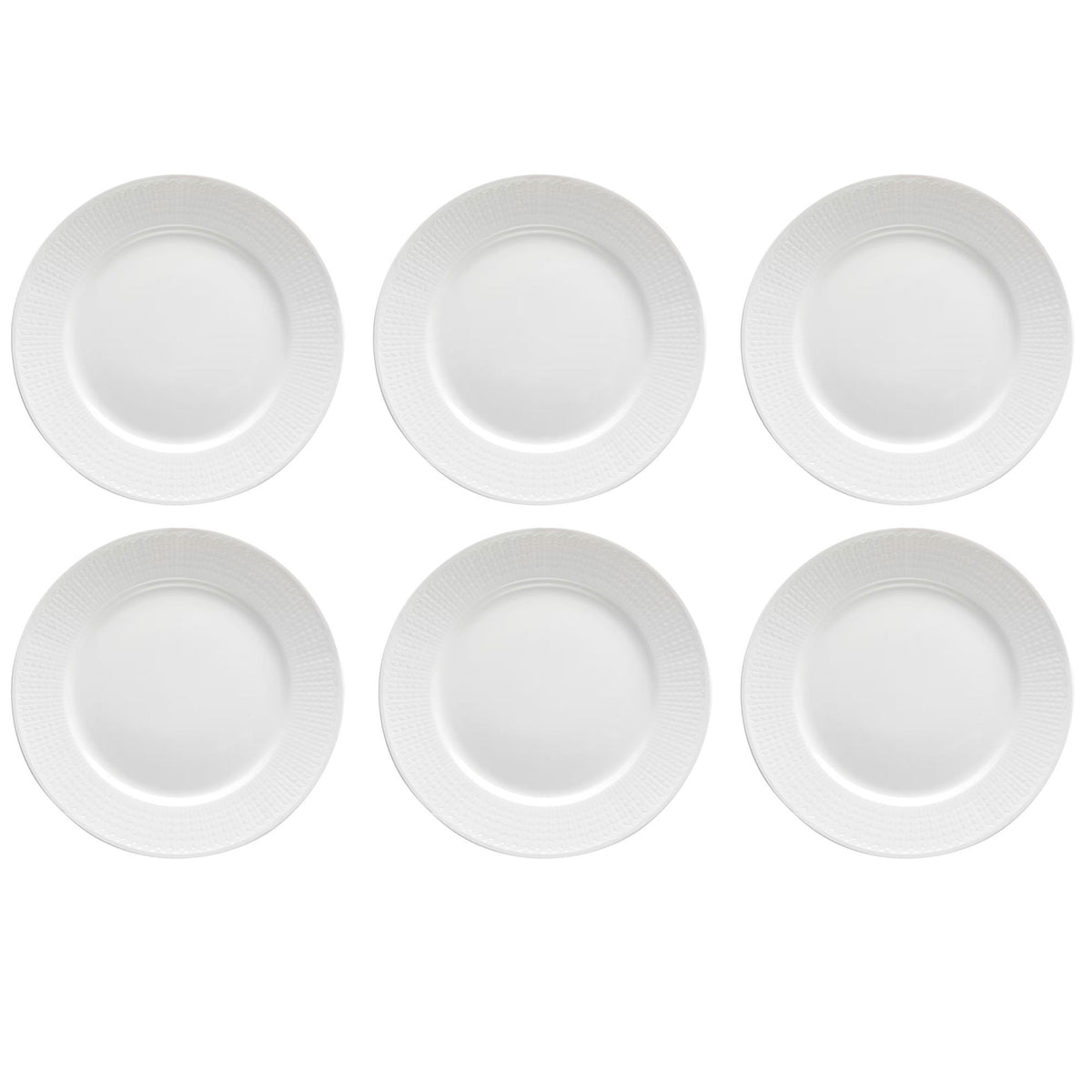 Seks hvide Rörstrand Swedish Grace tallerkener på 27 cm
