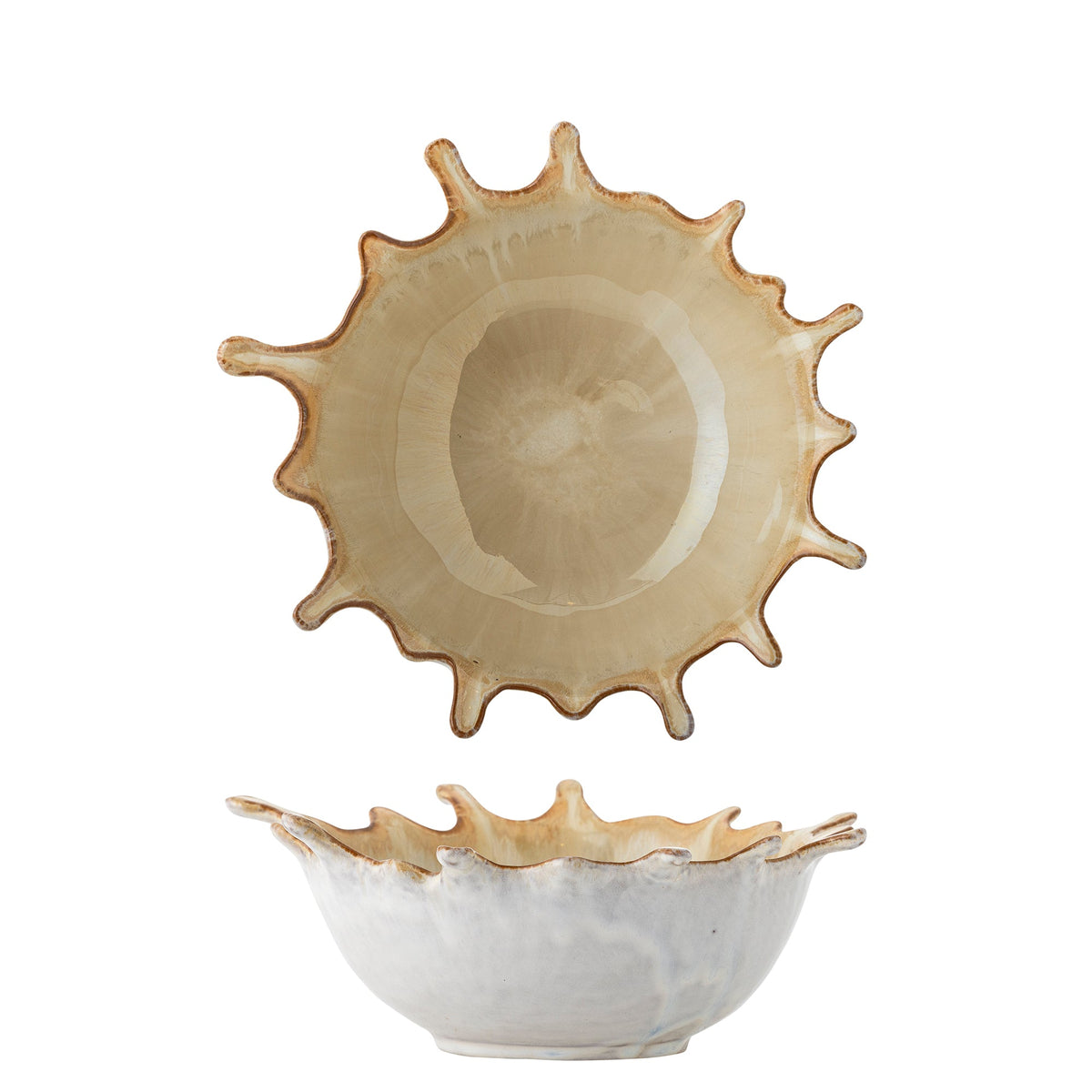 Skål i naturfarvet stentøj fra Bloomingville, modellen Alcott, L24 x B21 cm