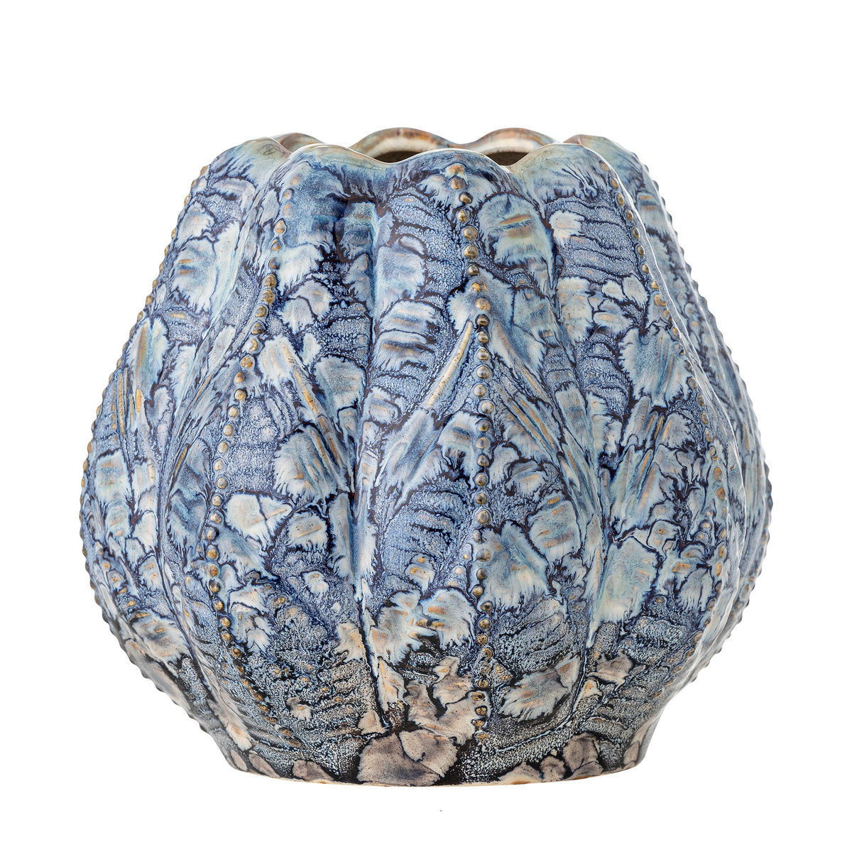 Hetty vase i blå stentøj med blomstret form fra Creative Collection