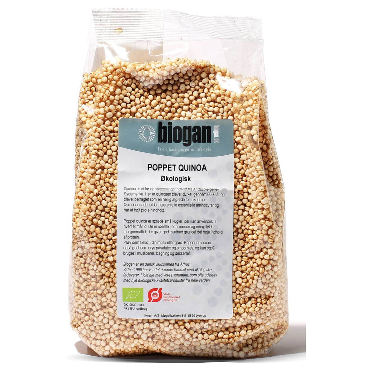 Pose med puffet økologisk quinoa, 150 gram, fra Biogan