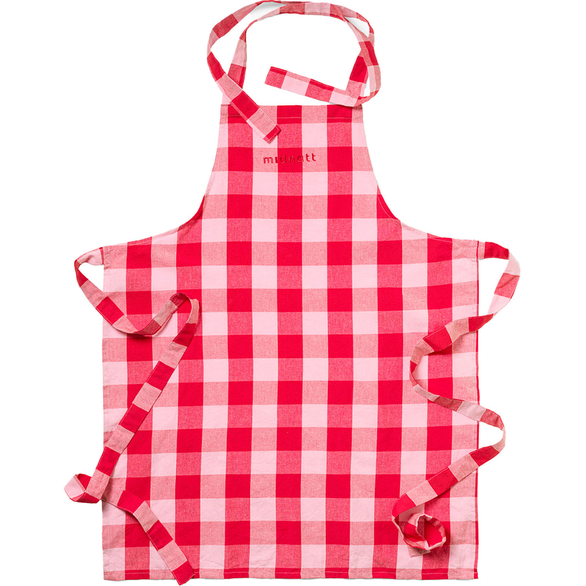 Midnatt Paola forklæde i rød og rosa gingham, 80 × 58 cm