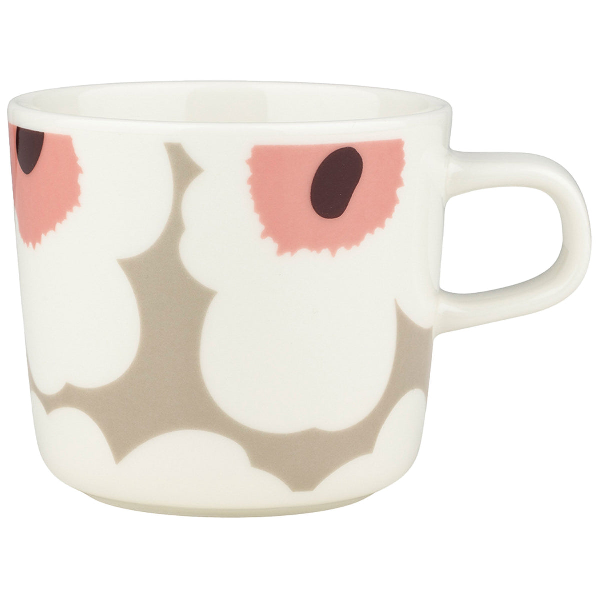 Marimekko Unikko kaffekop i hvid, ler og rød